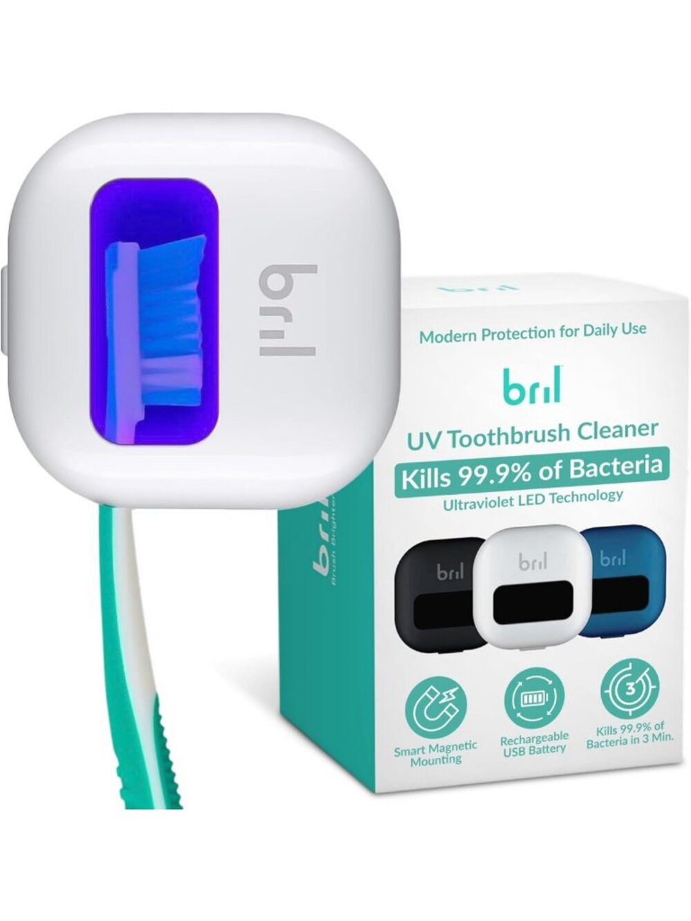 UV-C Toothbrush Sanitizer Holder - Wall Mounted, Rechargeable, Portable Case